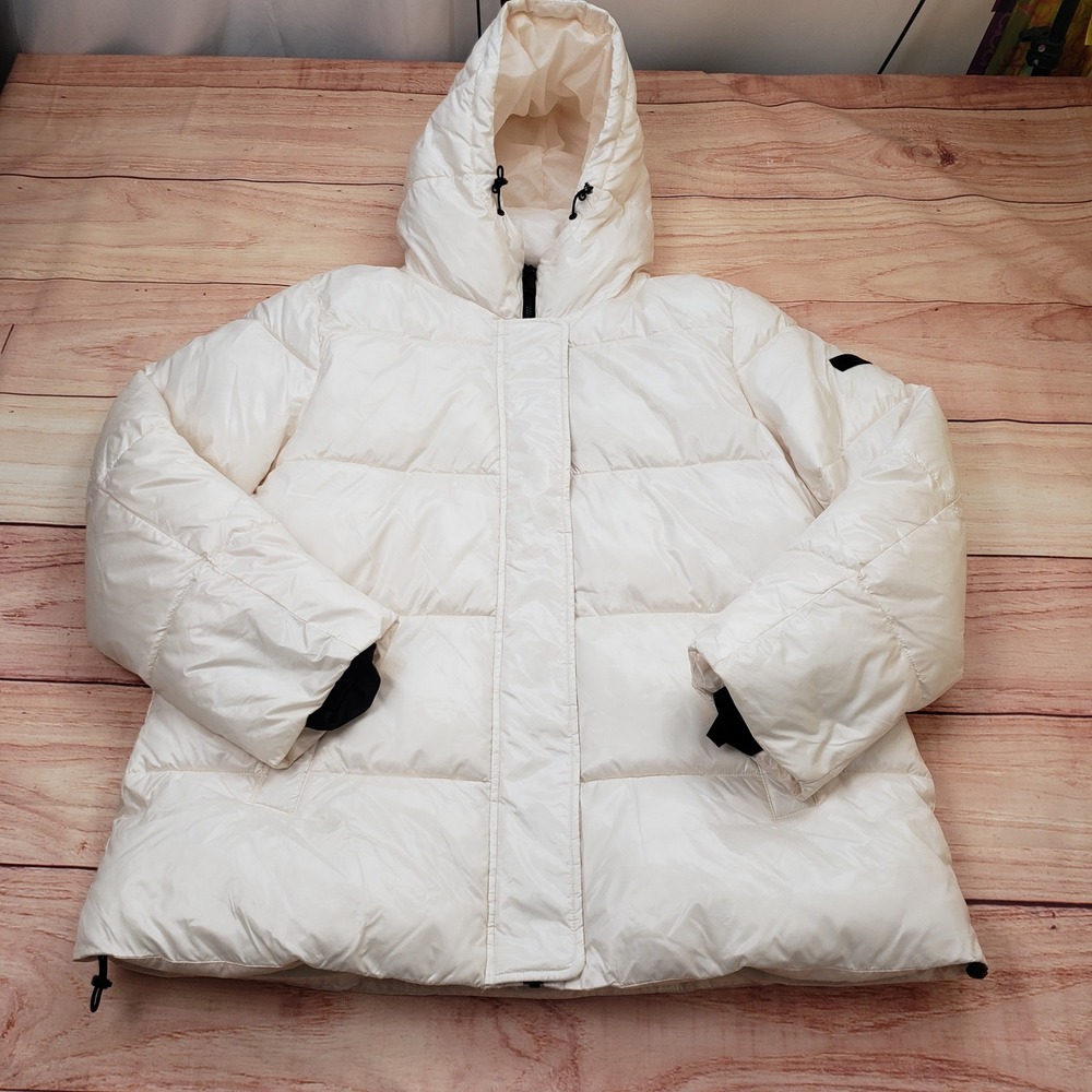 Two by Vince Camuto Jacket XL Mens White Hooded‎ Puffer Zip Up Outdoor 1709946